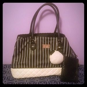 Black & white Betsey Johnson satchel,handbag purse